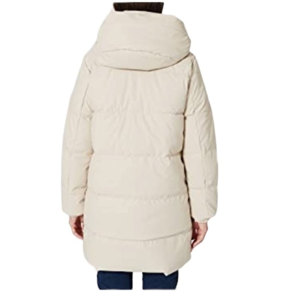 Vero Moda Puffer Stella Quilted Long Coat Cream Oatmeal M NWT - Picture 3 of 11